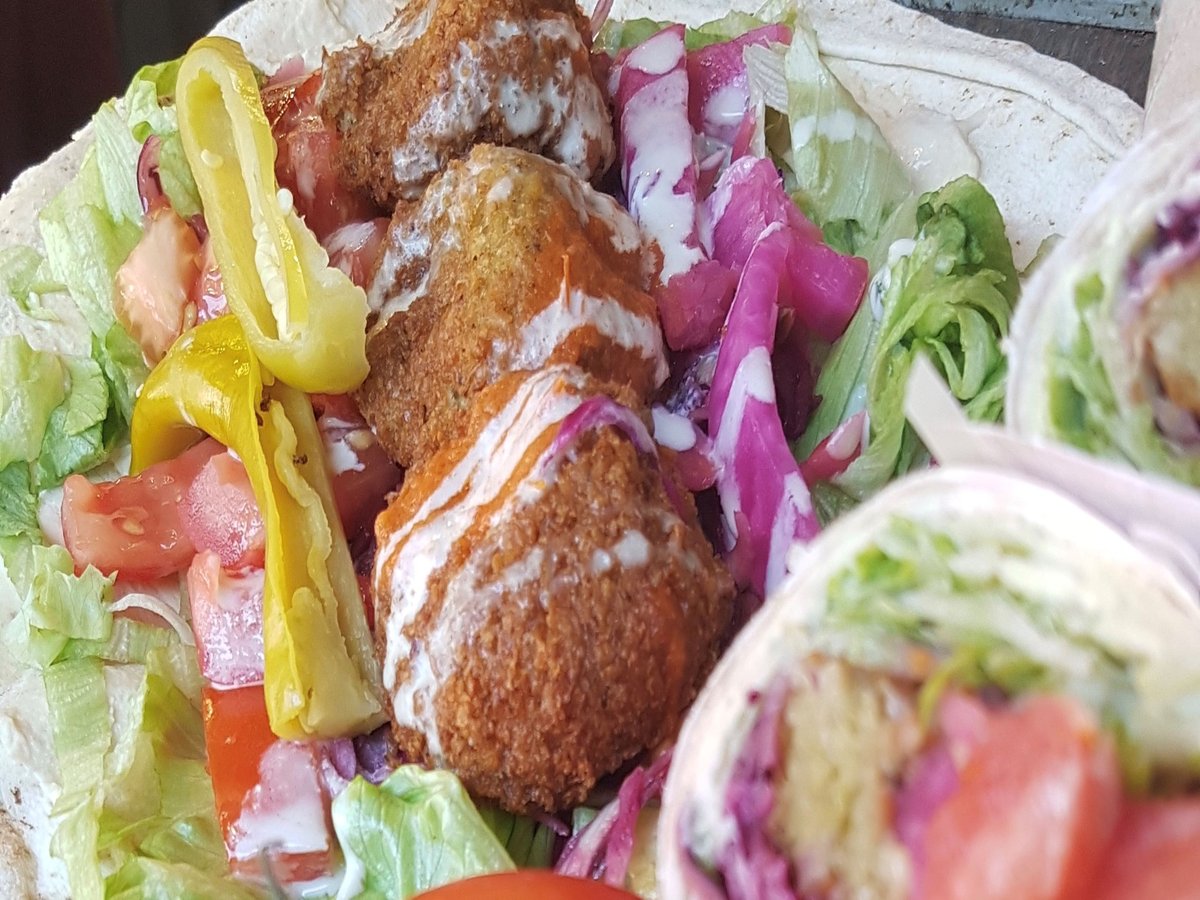 An image of Vegetarian falafel served in either wraps or salads goes here.